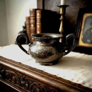 Antique Van Bergh #468 Quadruple SilverPlate Sugar Bowl Victorian Silverplate